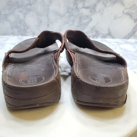 FitFlop Womens 10 EU 42 Oasis Thong‎ Sandals Brown Micro Wobble Board Comfort - Picture 10 of 11